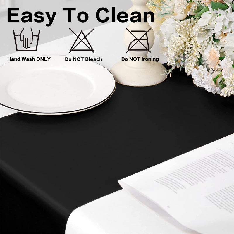 GFCC Pack of 10 Black Satin Table Runner 12 x 108 Inches for Wedding Party Events Decoration - Image 3